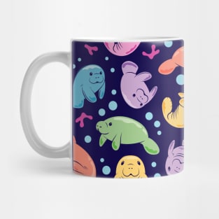 Cute Manatee Colorful Underwater Pattern Mug